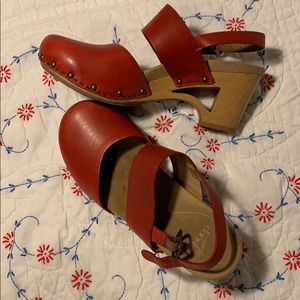 Dansko cutout high heel clog sandals